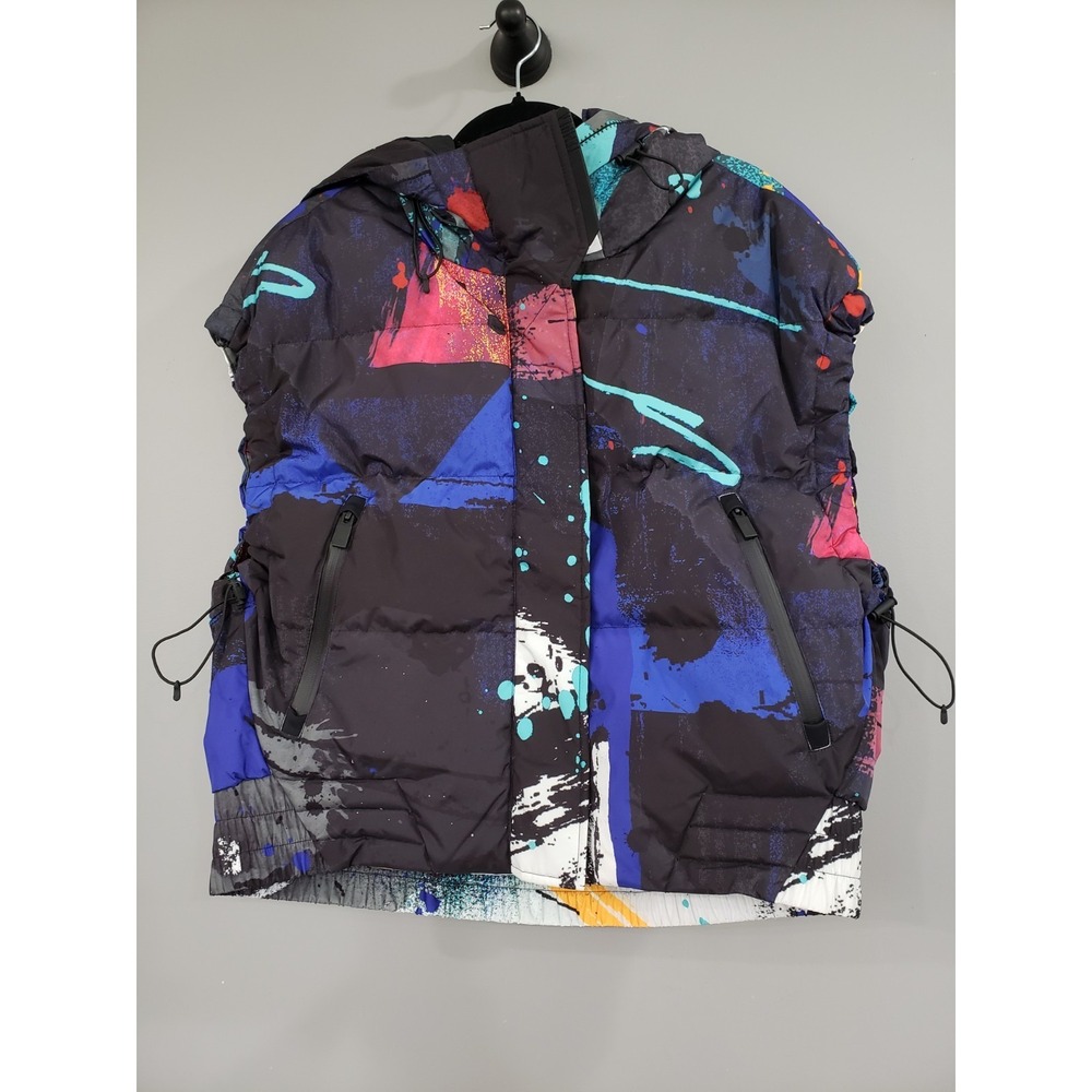 TEMPLA NEW $940 CROPPED SPLATTER Puffer Goose Down Feather Vest Size Medium